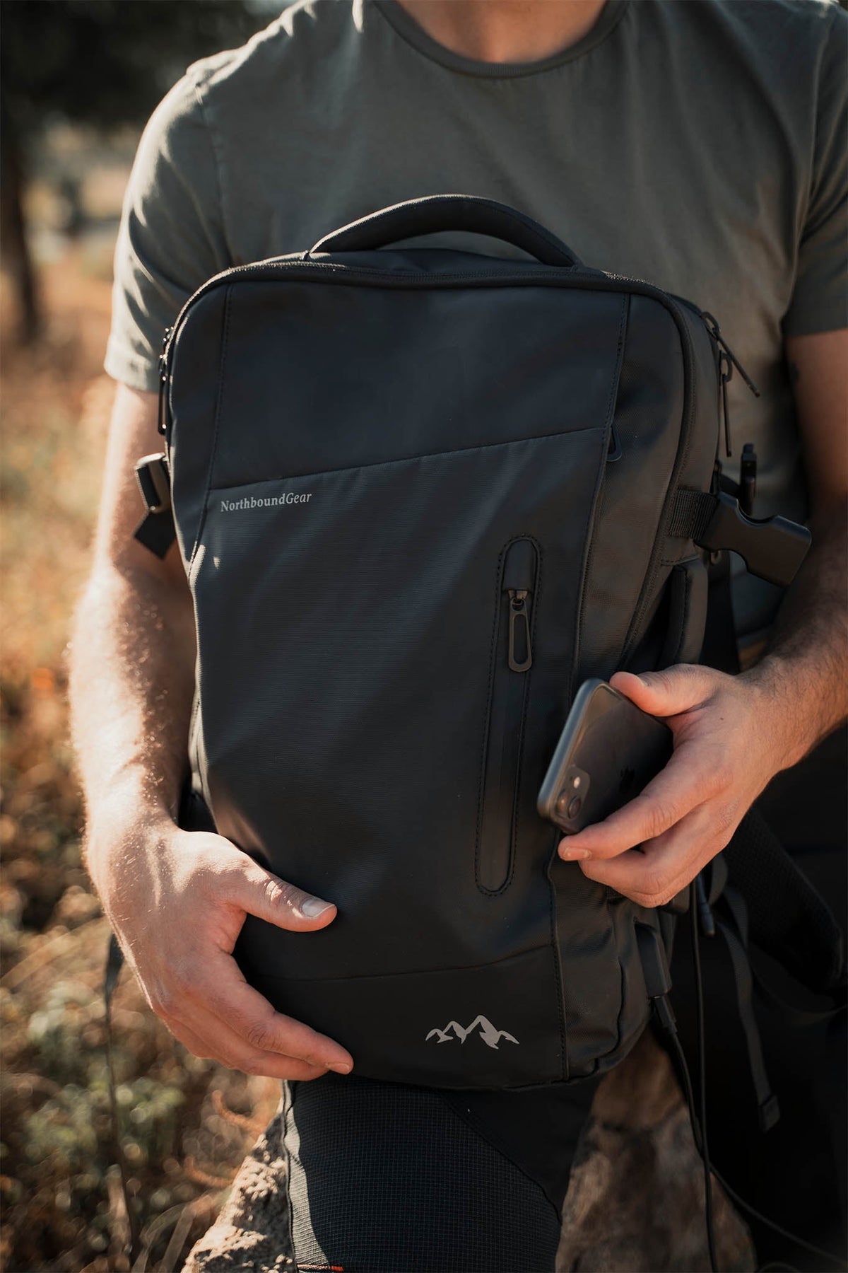 Nomad Voyager Expandable Travel Backpack With Built-In Rain Coat