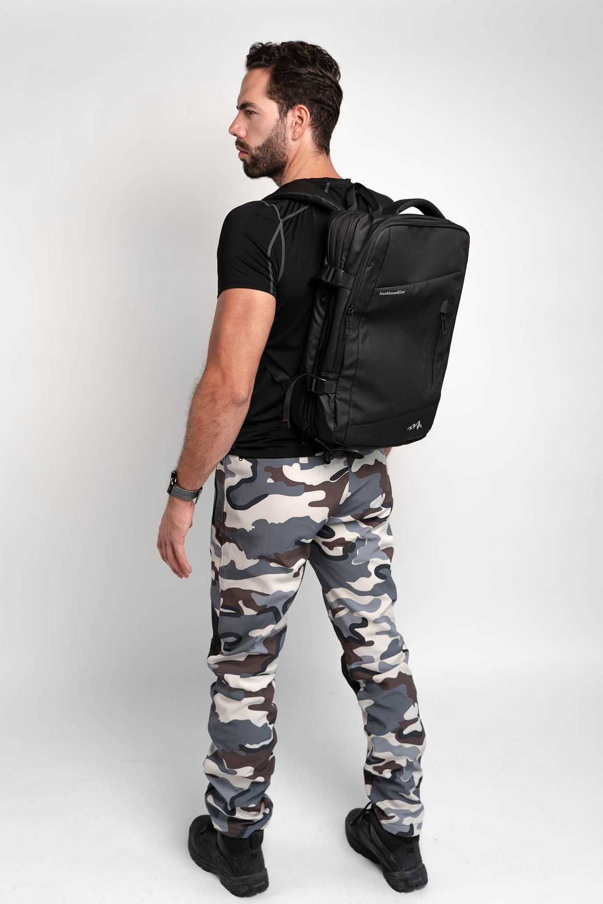 Nomad Voyager Expandable Travel Backpack With Built-In Rain Coat